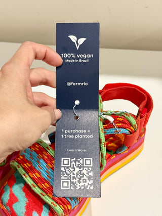 NWT Farm Rio Tropical Embroidered Rope Straps Platform Sandals Women's Orange 5