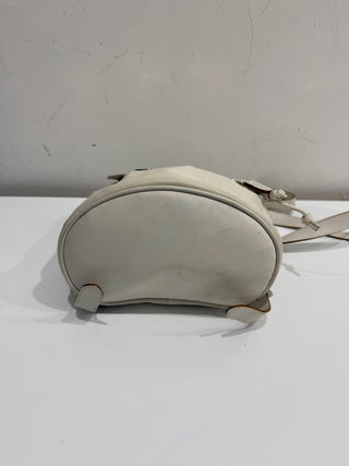 Salvatore Ferragamo Leather Small School Drawstring Backpack White / Silver