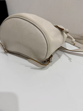Salvatore Ferragamo Leather Small School Drawstring Backpack White / Silver