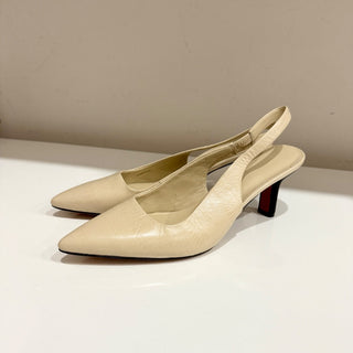 NWOT Vince Mid Heel Slip on Pointed Toe Slingback Pumps Cream Women's Size US 8