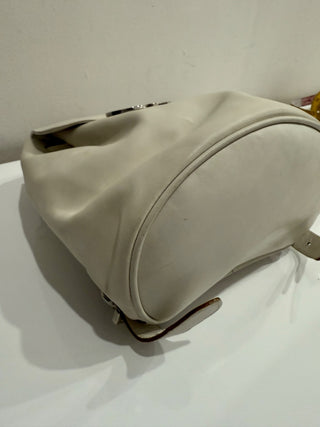 Salvatore Ferragamo Leather Small School Drawstring Backpack White / Silver