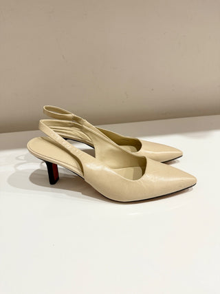 NWOT Vince Mid Heel Slip on Pointed Toe Slingback Pumps Cream Women's Size US 8