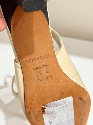 NWOT Vince Mid Heel Slip on Pointed Toe Slingback Pumps Cream Women's Size US 8