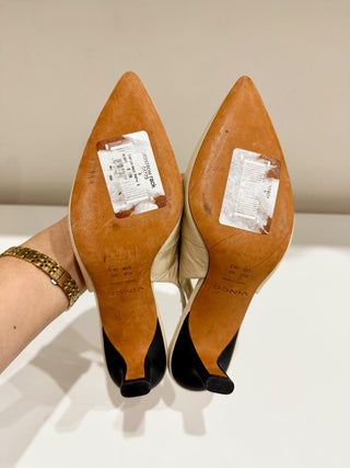 NWOT Vince Mid Heel Slip on Pointed Toe Slingback Pumps Cream Women's Size US 8
