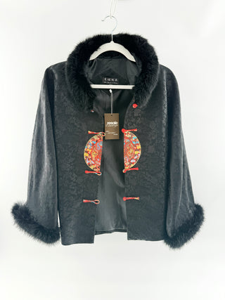 Mei silk and rabbit trim jacket, M