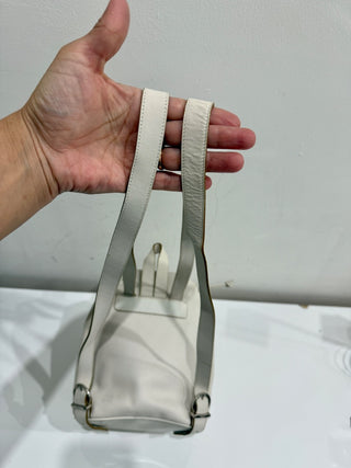 Salvatore Ferragamo Leather Small School Drawstring Backpack White / Silver