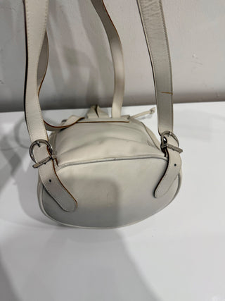 Salvatore Ferragamo Leather Small School Drawstring Backpack White / Silver