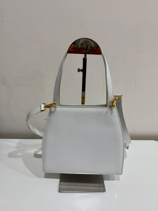 Vintage Celine Gancini Leather Bag White Gold Size Medium With Shoulder Strap