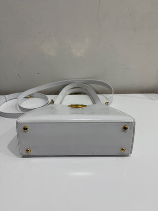 Vintage Celine Gancini Leather Bag White Gold Size Medium With Shoulder Strap