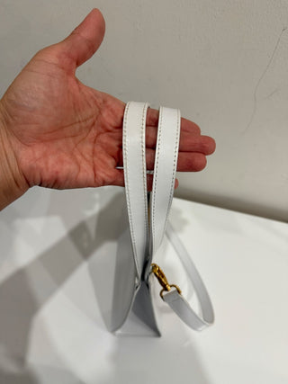 Vintage Celine Gancini Leather Bag White Gold Size Medium With Shoulder Strap