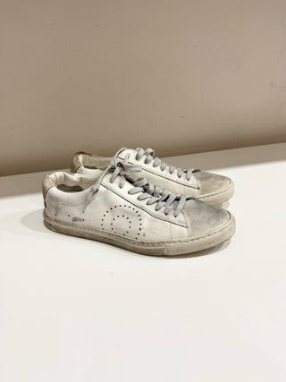Oliver Cabell Distressed Leather Low top Sneakers White/Gray Women's Size EU 38
