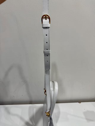 Vintage Celine Gancini Leather Bag White Gold Size Medium With Shoulder Strap