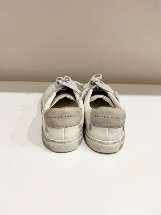 Oliver Cabell Distressed Leather Low top Sneakers White/Gray Women's Size EU 38