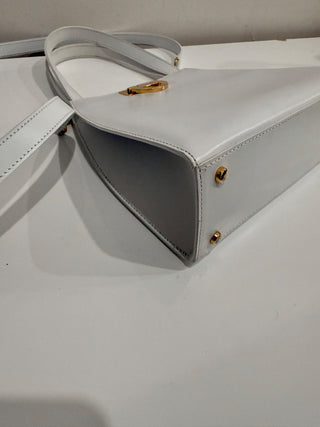 Vintage Celine Gancini Leather Bag White Gold Size Medium With Shoulder Strap