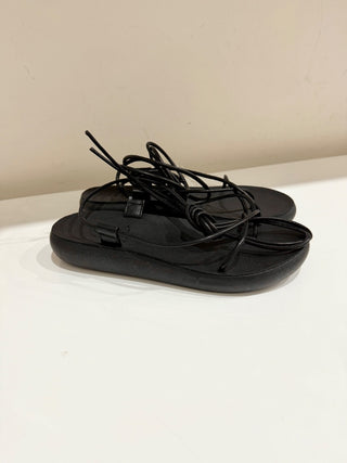 NWOT Ancient Greek Diakopes Comfort Leather Strappy Sandals Black Women's EU 39