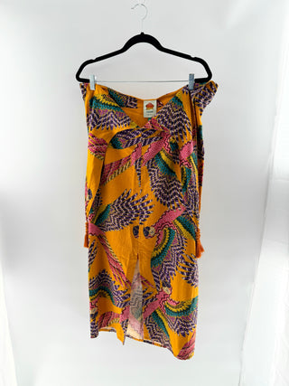 Farm Rio beaded macaw midi skirt, M