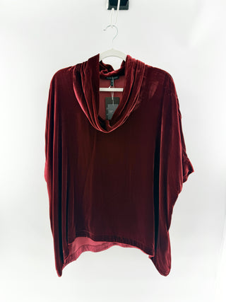 Frank & Eileen cowl neck velour top, M