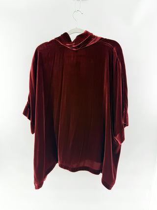 Frank & Eileen cowl neck velour top, M