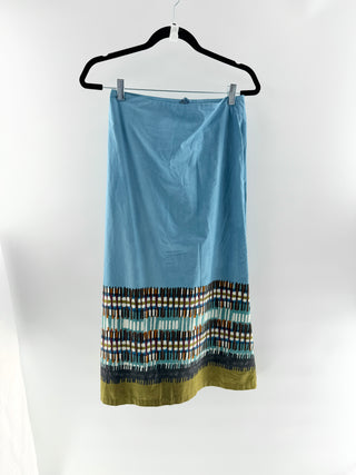 Silvia Tcherassi Aqua and Olive Green Crop Knot Top and Maxi Skirt, top M / bottom S