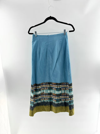 Silvia Tcherassi Aqua and Olive Green Crop Knot Top and Maxi Skirt, top M / bottom S