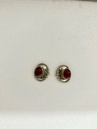 vintage silver earrings with brown stone