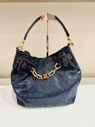 Tory Burch snake print patent leather shoulder bag with chain