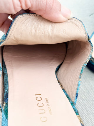 Gucci jacquard princetone mules, 38