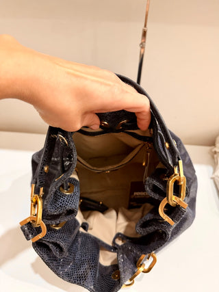 Tory Burch snake print patent leather shoulder bag with chain