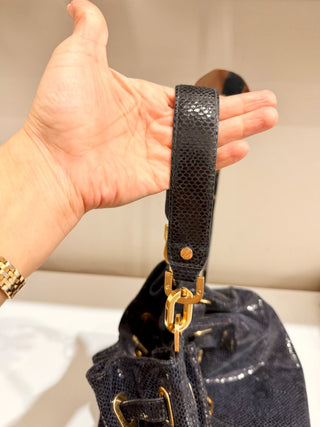 Tory Burch snake print patent leather shoulder bag with chain