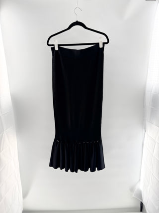 Jonathan Simkhai Tiered Maxi Skirt with pattered cutoff at bottom, M