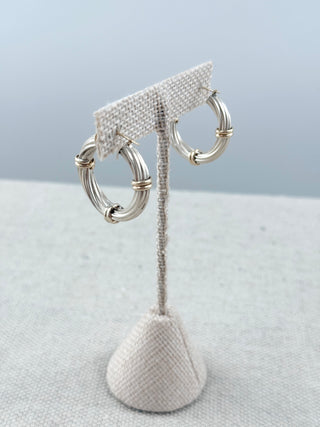 mazza bartholomew silver cable style hoop earrings