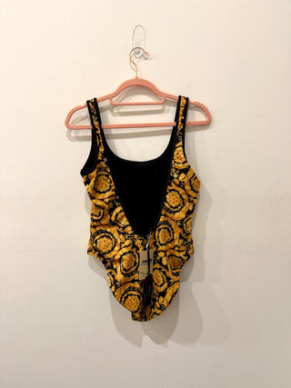 NWT Versace One Piece Lycra Vita Recycled Barocco Allover Swimsuit Yellow 4 / L