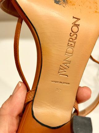 JW Anderson Leather Ankle Strap Heeled Sandals with Buckle Women's Size EU 37