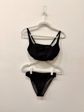 Fendi X Skims Logo Print Bikini Set; Bralette Top & Bikini Bottom Black Women's Size L