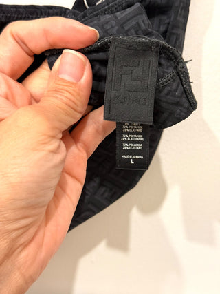 Fendi X Skims Logo Print Bikini Set; Bralette Top & Bikini Bottom Black Women's Size L