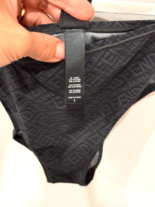 Fendi X Skims Logo Print Bikini Set; Bralette Top & Bikini Bottom Black Women's Size L