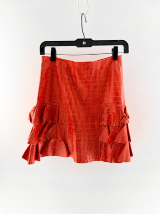 Alexis textured faux leather ruffle mini skirt, XS