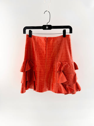 Alexis textured faux leather ruffle mini skirt, XS