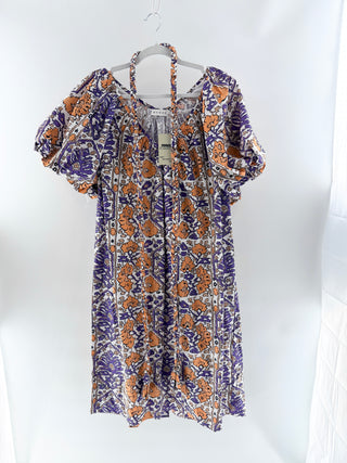 Rhode cotton floral print midi dress casual, M