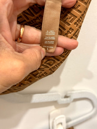 Fendi X Skims Logo Print Bikini Set; Bralette Top & Bikini Bottom Brown Womens L