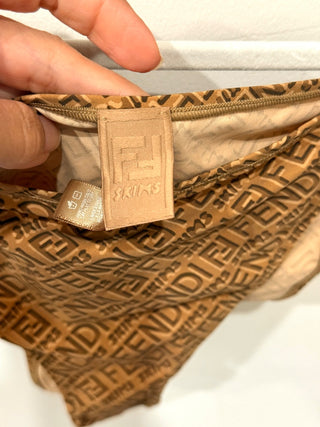 Fendi X Skims Logo Print Bikini Set; Bralette Top & Bikini Bottom Brown Womens L