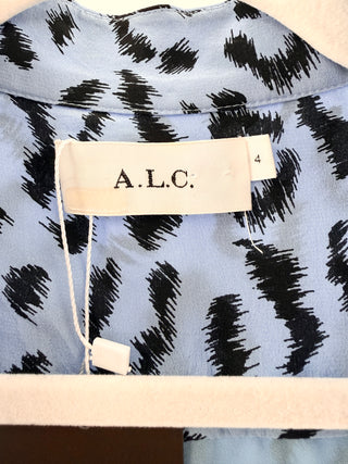 ALC mini silky leopard print dress, 4