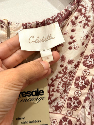 Cleobella Magdalena Paisley Block Print Mini Dress Cream/Brown Womens Size Small