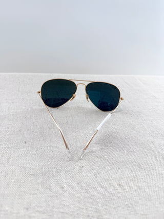 Ray-Ban 3025 112/P9 Gold Frame Polarised Green Mirror Aviator Sunglasses
