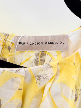 Purificacion Garcia puff sleeve pattern top, XL