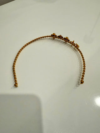 Louis Vuitton Monogram Flower Charm Enamel Gold Tone Braided Chain Headband