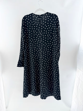 Ganni polka dot front zipper midi dress, XL