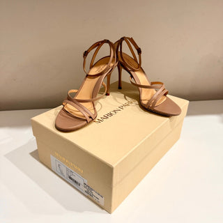 Marion Parke Lillian Nappa Leather Stilettes Strappy Sandals Buff Women's US 7