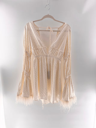 WeWoreWhat Rhinestone & feather mini dress, S