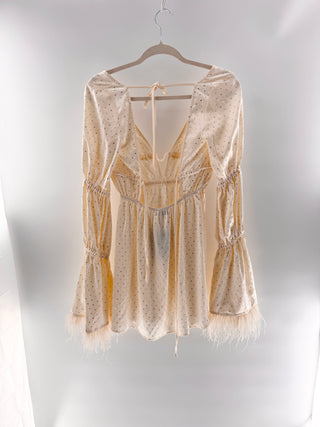 WeWoreWhat Rhinestone & feather mini dress, S